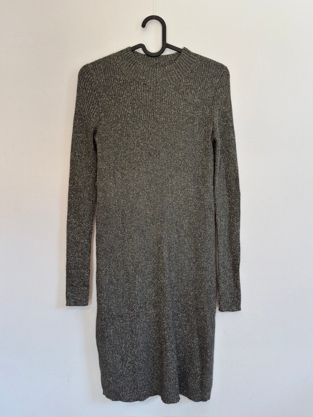 Madewell Women's Sweater Dress Size XS | Mock-neck Knit Metallic and Dark Gray